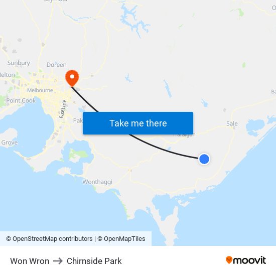 Won Wron to Chirnside Park map