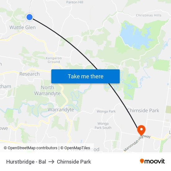 Hurstbridge - Bal to Chirnside Park map