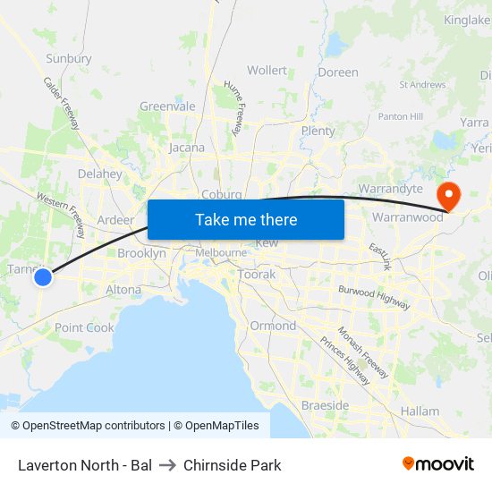 Laverton North - Bal to Chirnside Park map