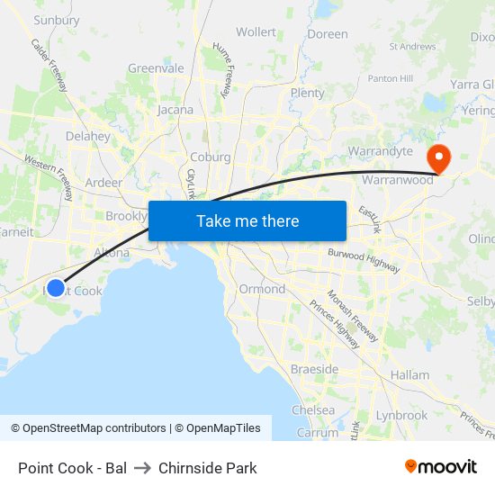 Point Cook - Bal to Chirnside Park map