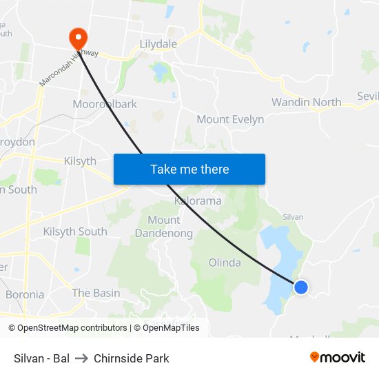 Silvan - Bal to Chirnside Park map