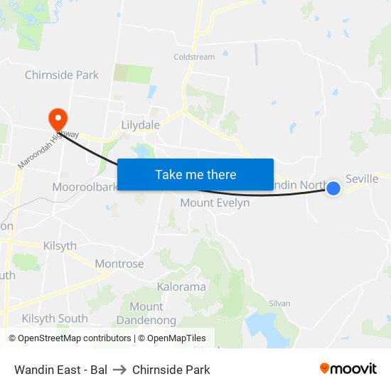 Wandin East - Bal to Chirnside Park map