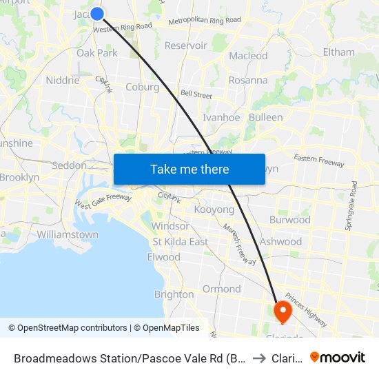 Broadmeadows Station/Pascoe Vale Rd (Broadmeadows) to Clarinda map