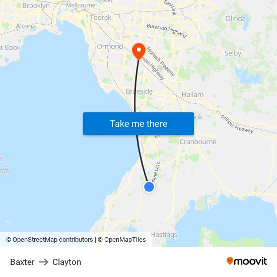 Baxter to Clayton map