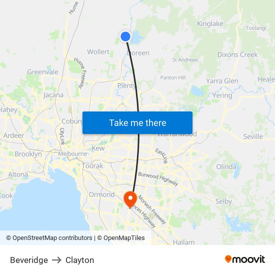 Beveridge to Clayton map