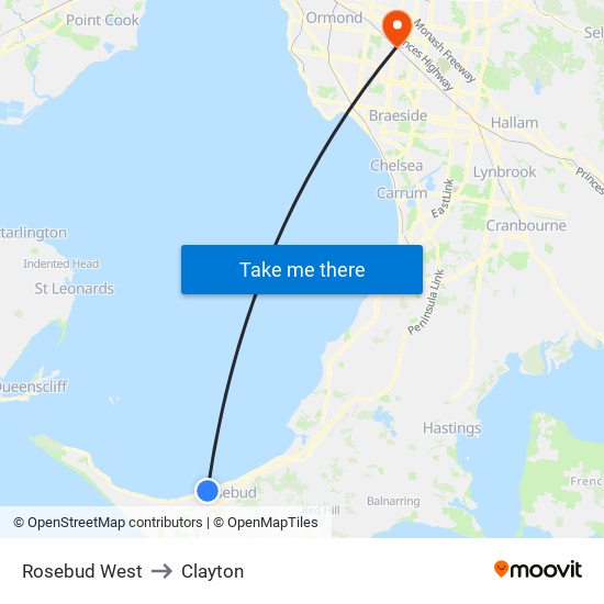 Rosebud West to Clayton map