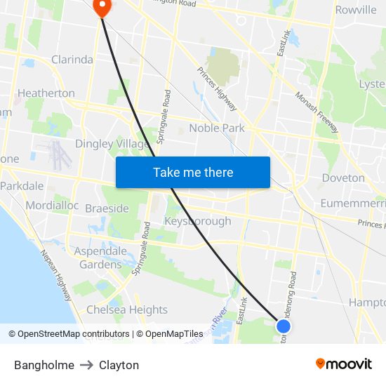 Bangholme to Clayton map