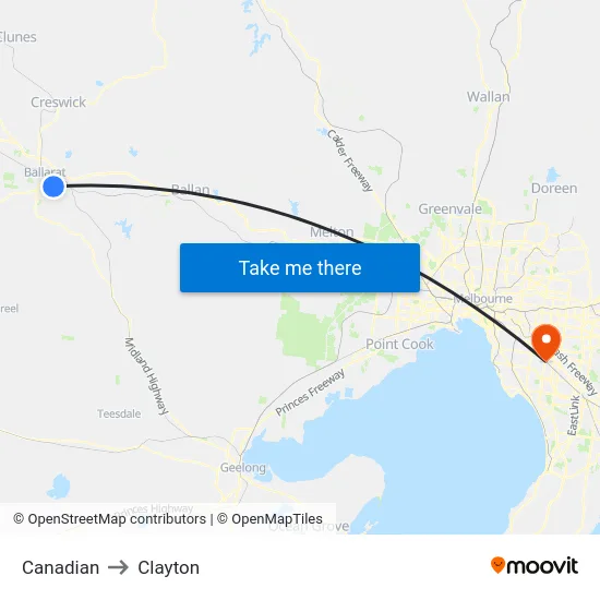 Canadian to Clayton map