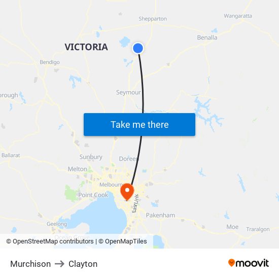 Murchison to Clayton map