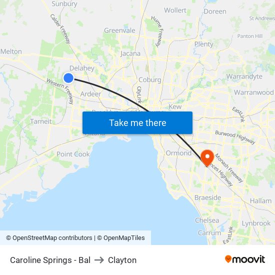 Caroline Springs - Bal to Clayton map