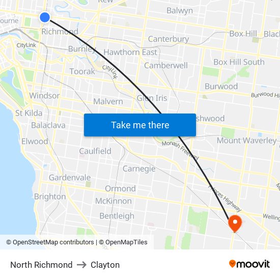 North Richmond to Clayton map