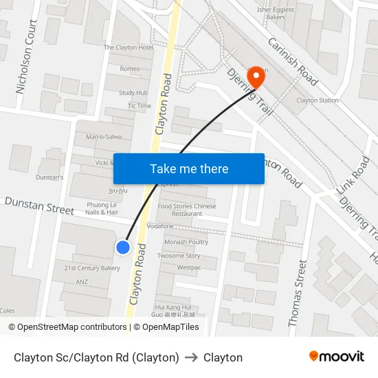 Clayton Sc/Clayton Rd to Clayton map