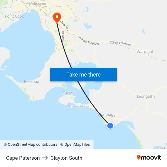 Cape Paterson to Clayton South map