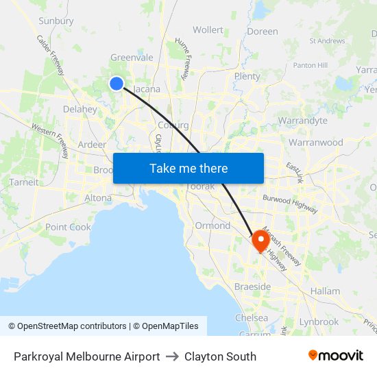 Parkroyal Melbourne Airport to Clayton South map