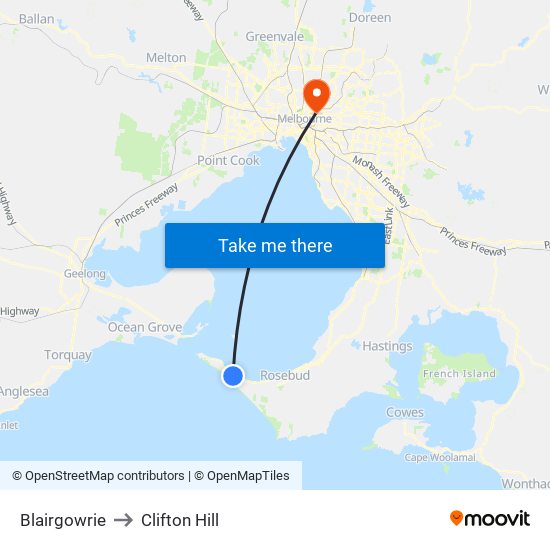 Blairgowrie to Clifton Hill map