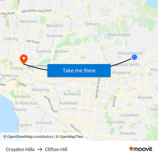 Croydon Hills to Clifton Hill map