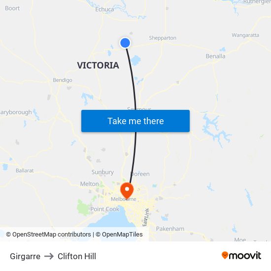 Girgarre to Clifton Hill map