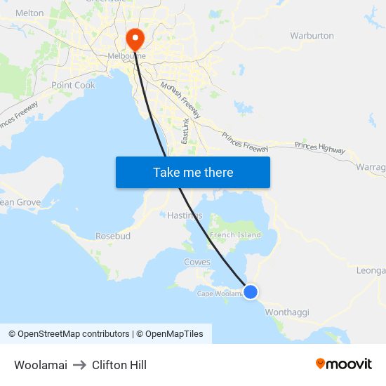 Woolamai to Clifton Hill map