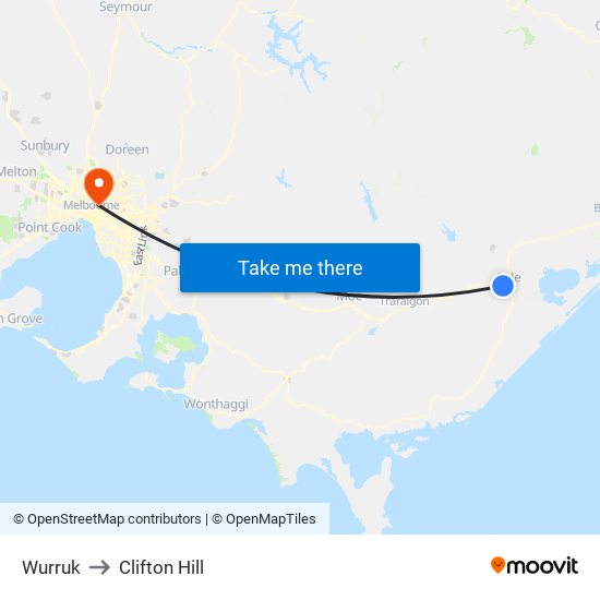 Wurruk to Clifton Hill map