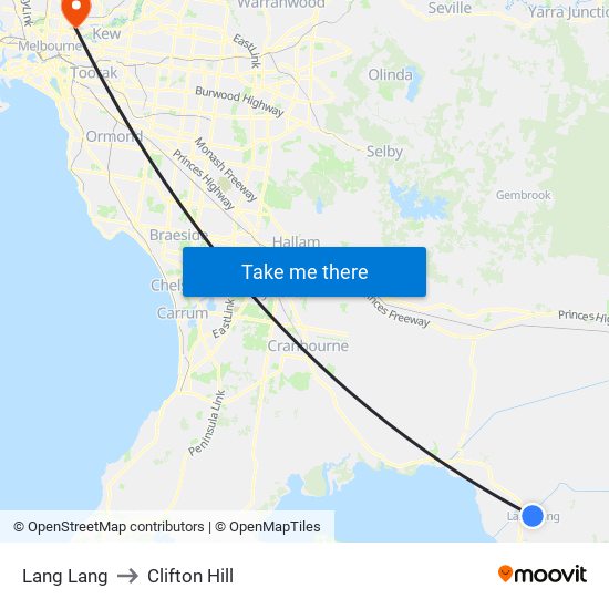 Lang Lang to Clifton Hill map