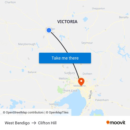 West Bendigo to Clifton Hill map