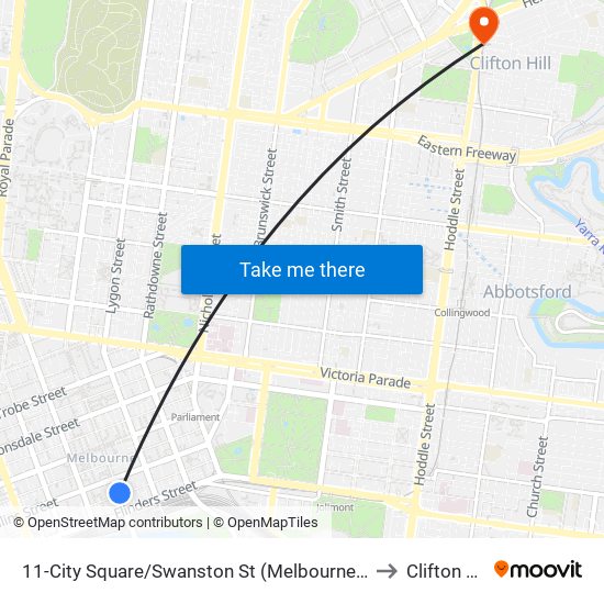 11-City Square/Swanston St (Melbourne City) to Clifton Hill map