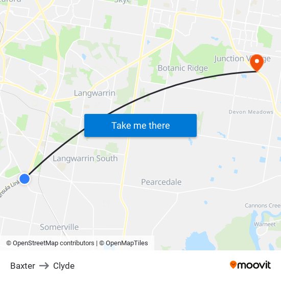 Baxter to Clyde map