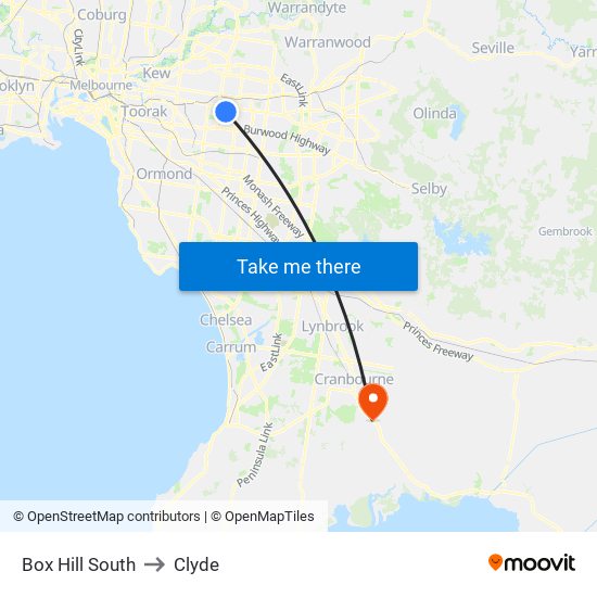 Box Hill South to Clyde map