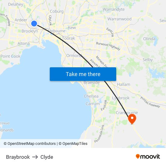 Braybrook to Clyde map