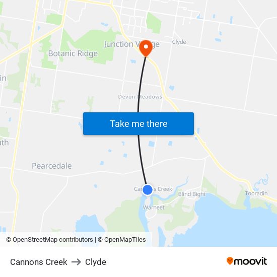 Cannons Creek to Clyde map
