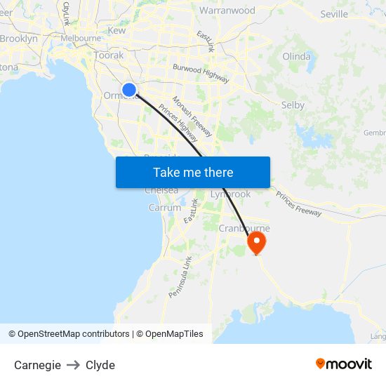 Carnegie to Clyde map