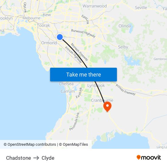 Chadstone to Clyde map