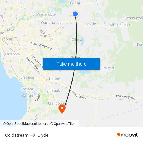 Coldstream to Clyde map