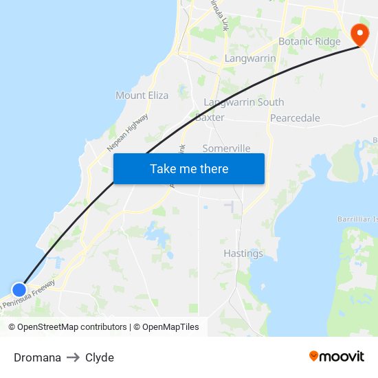 Dromana to Clyde map