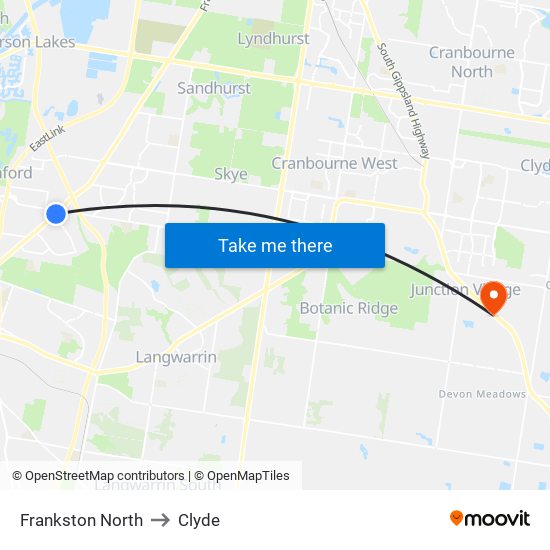 Frankston North to Clyde map