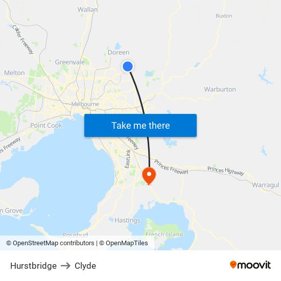 Hurstbridge to Clyde map