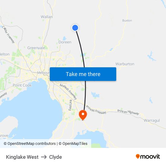 Kinglake West to Clyde map