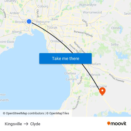 Kingsville to Clyde map