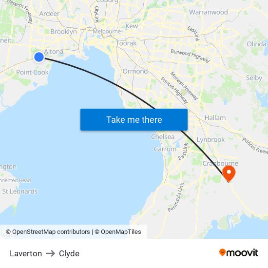 Laverton to Clyde map