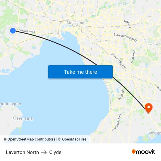 Laverton North to Clyde map