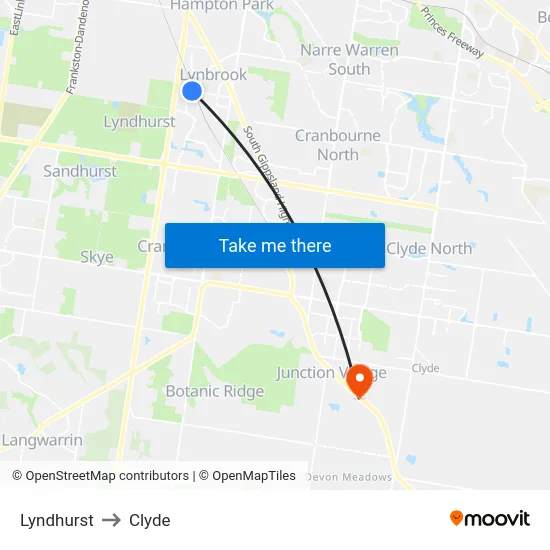 Lyndhurst to Clyde map
