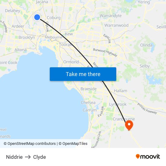 Niddrie to Clyde map