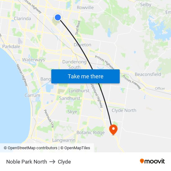 Noble Park North to Clyde map