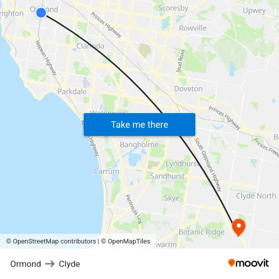 Ormond to Clyde map