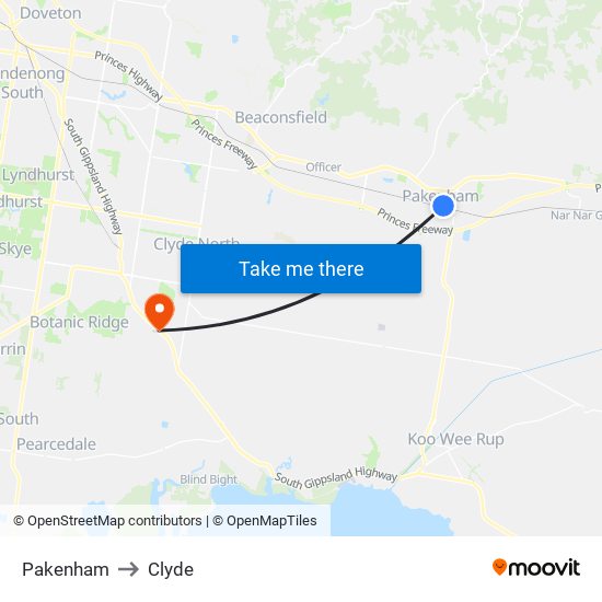 Pakenham to Clyde map