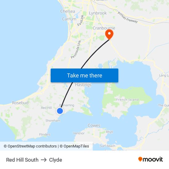 Red Hill South to Clyde map