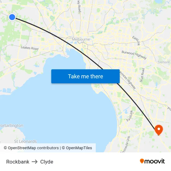 Rockbank to Clyde map
