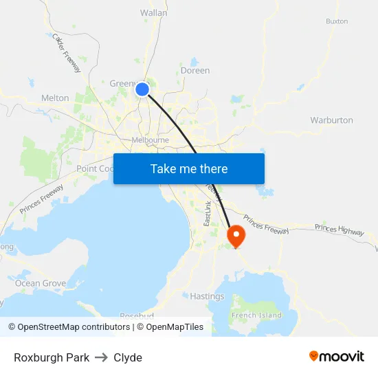 Roxburgh Park to Clyde map