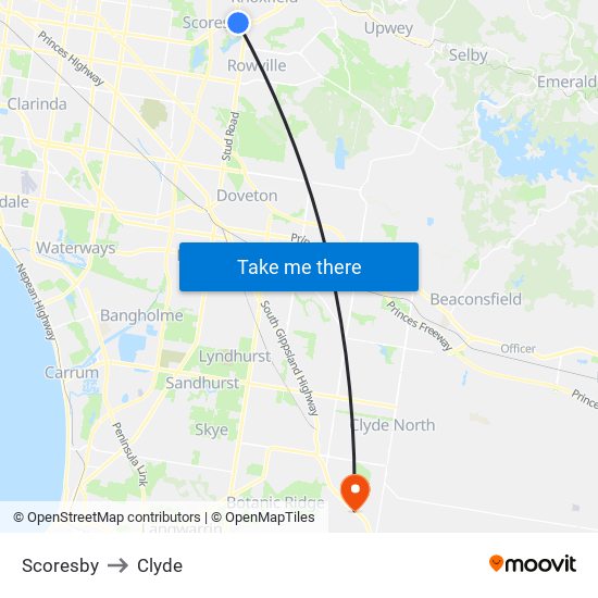 Scoresby to Clyde map