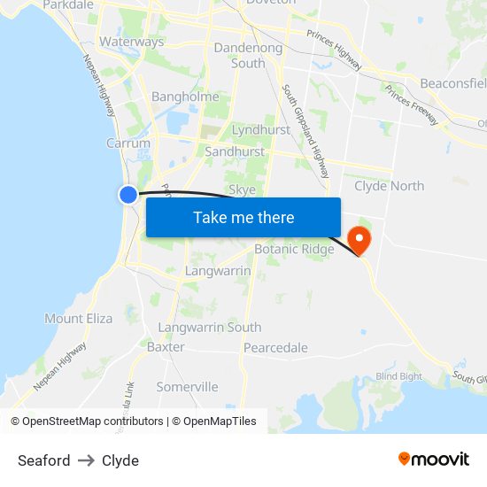 Seaford to Clyde map